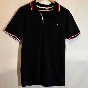 United Colors Of Benetton Black Polo with Red and White Trim